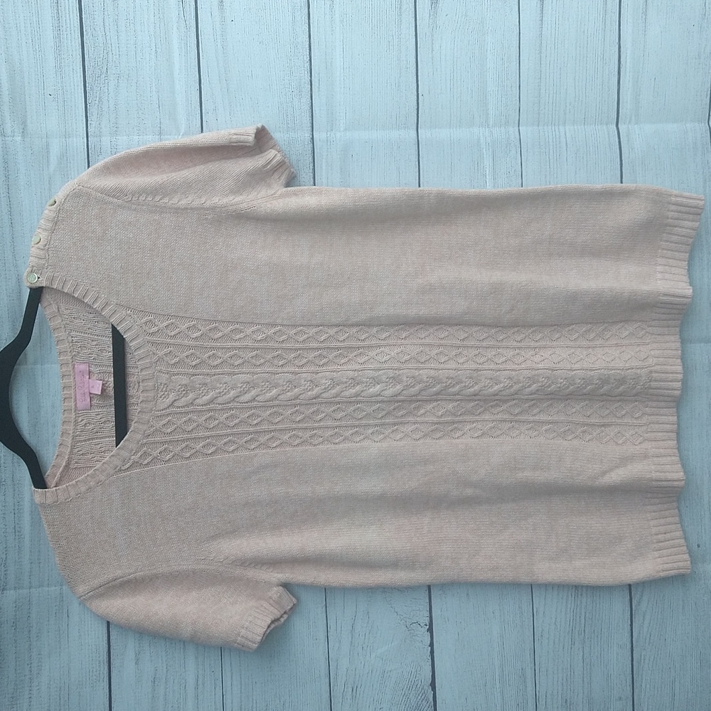 Lilly Pulitzer short sleeve scoop neck pink sweater size xl